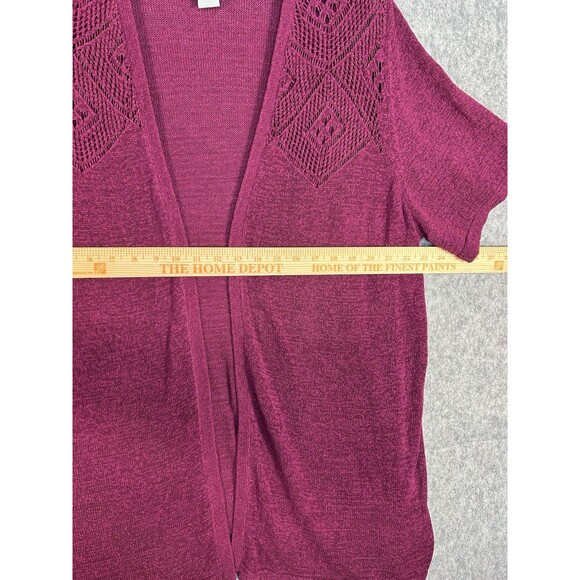 Catherines 2X Cardigan Tunic Purple Open Front Lightweight Short Sleeve - Picture 5 of 6